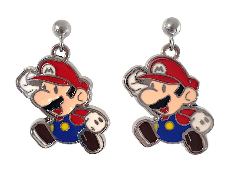 srebrne kolczyki emaliowane mario nintendo geek nerd