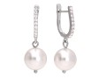 srebrne kolczyki cyrkonie i białe perełki Swarovski