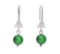 Srebrne kolczyki z cyrkoniami i zielonymi perełkami Swarovski®
