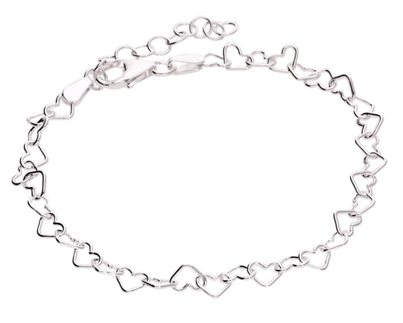 Srebrna bransoletka serduszka