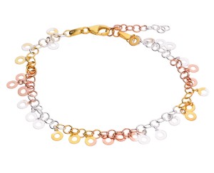 Trzykolorowa bransoletka z okrągłymi blaszkami, srebro 925