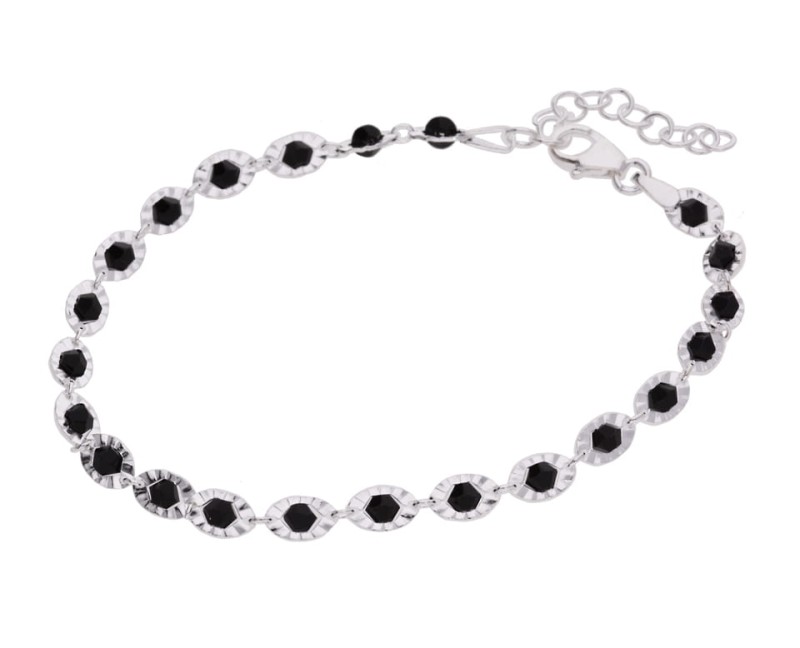 Srebrna bransoletka z czarnymi kryształkami Swarovski®