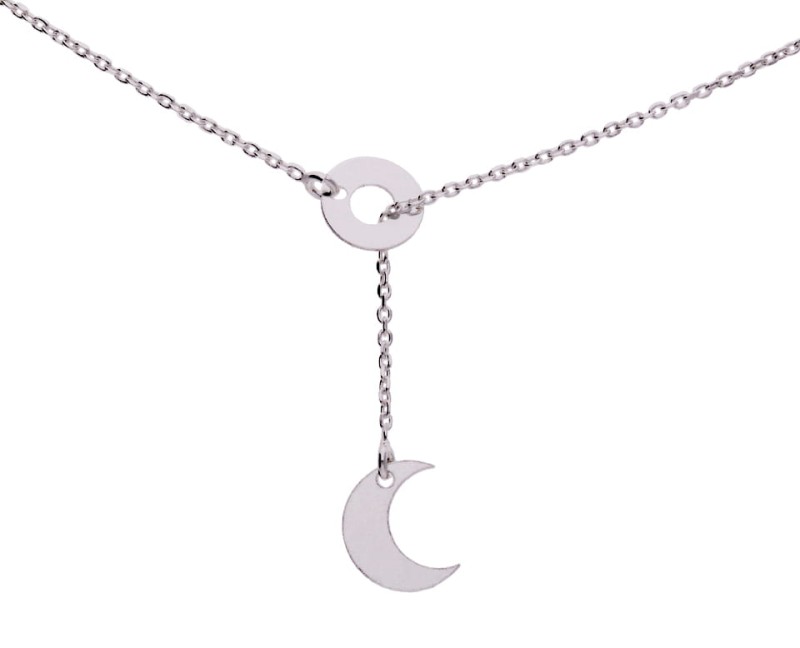 Srebrny naszyjnik z blaszką księżyc, przeciągany