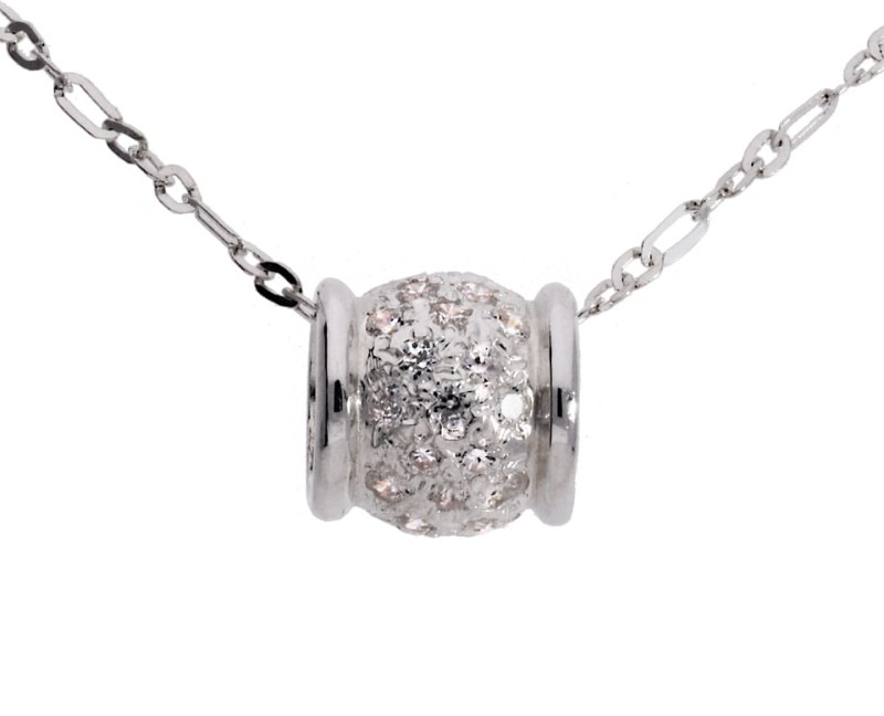Srebrny naszyjnik z wysadzaną cyrkoniami kulką