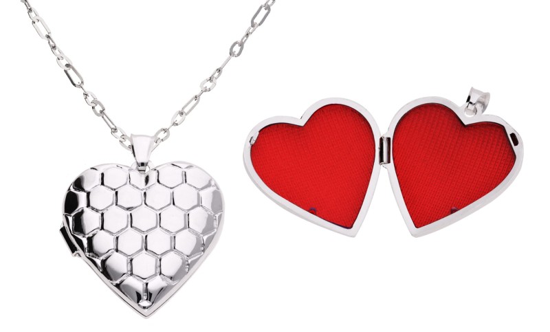 Sekretnik, medalion serce na srebrnym łańcuszku