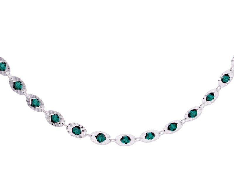 Srebrny naszyjnik z zielonymi kryształkami Swarovski®