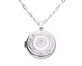 Sekretnik, medalion okrągły o kwiatowym deseniu, na srebrnym łańcuszku
