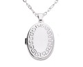 Sekretnik, medalion owal o greckim deseniu, na srebrnym łańcuszku