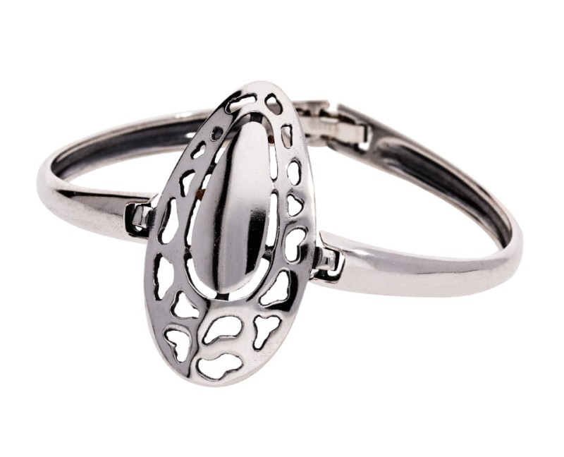 Srebrna sztywna bransoletka ozdobna