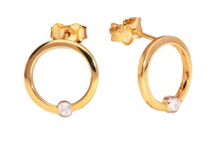 Złote kolczyki kółka z cyrkoniami