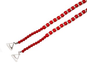 Ozdobne ramiączka do stanika z czerwonymi perełkami i kryształkami