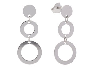 Wiszące, srebrne kolczyki sztyfty z blaszkami