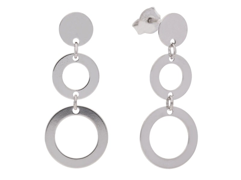 Wiszące, srebrne kolczyki sztyfty z blaszkami