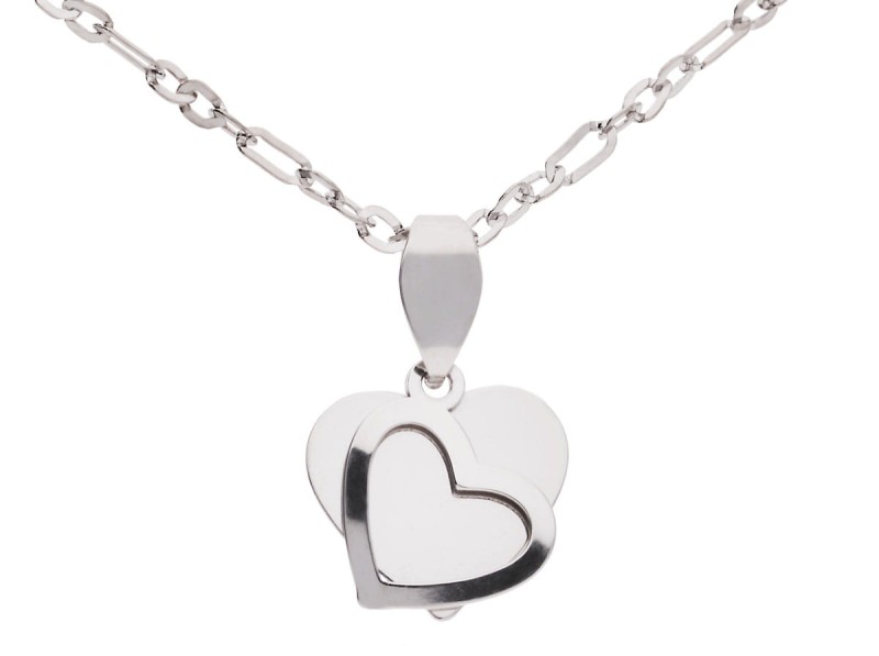 Srebrny naszyjnik podwójne serduszko, serce
