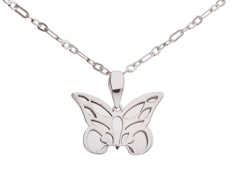 Srebrny naszyjnik podwójny motyl, motylek