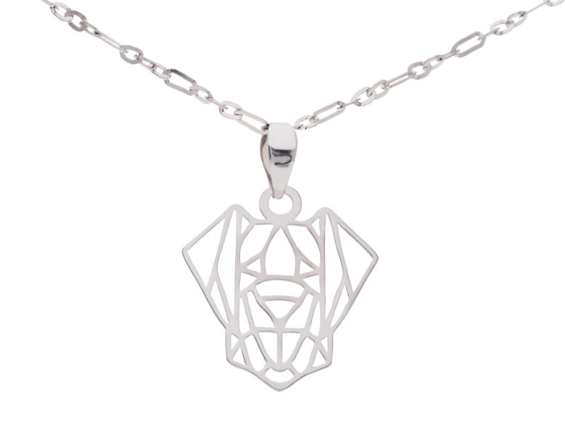Srebrny naszyjnik ażurowy labrador, pies origami