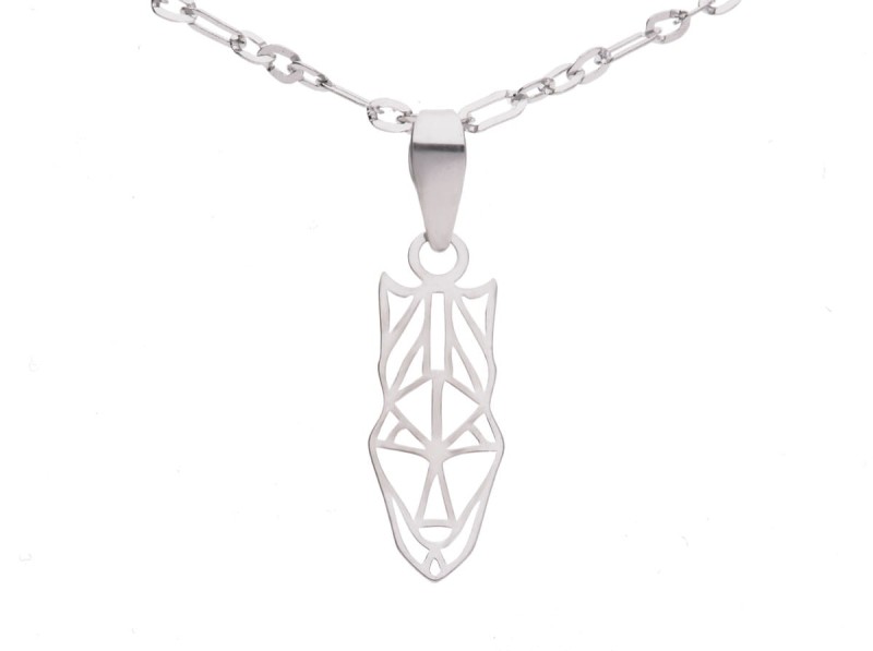 Srebrny naszyjnik ażurowy doberman, pies origami