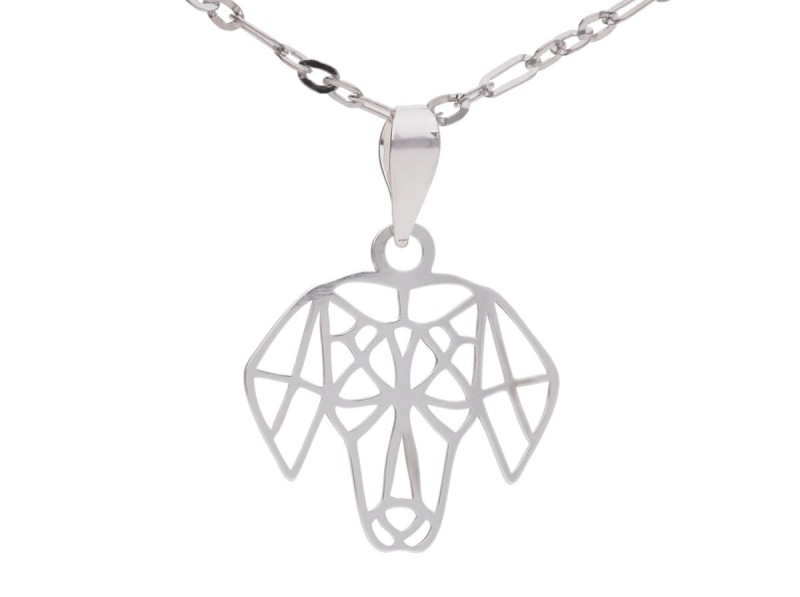 Srebrny naszyjnik ażurowy jamnik, pies origami