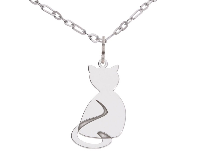 Srebrny naszyjnik blaszka kot, kotek