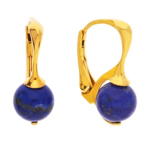Srebrne, pozłacane kolczyki z naturalnym kamieniem lapis lazuli