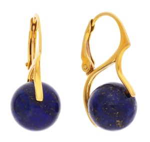 Srebrne, pozłacane kolczyki z naturalnym kamieniem lapis lazuli