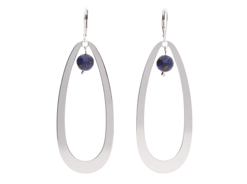 Długie kolczyki łezki z naturalnym kamieniem lapis lazuli