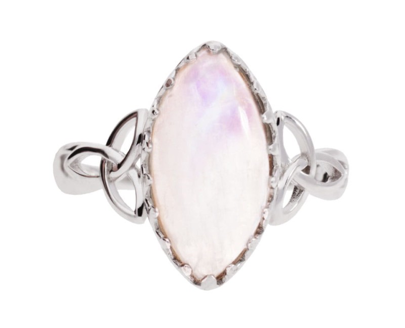 Srebrny pierścionek łezka z naturalnym kamieniem księżycowym (moonstone)