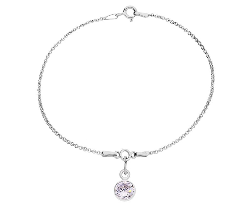 Srebrna bransoletka z białą cyrkonią