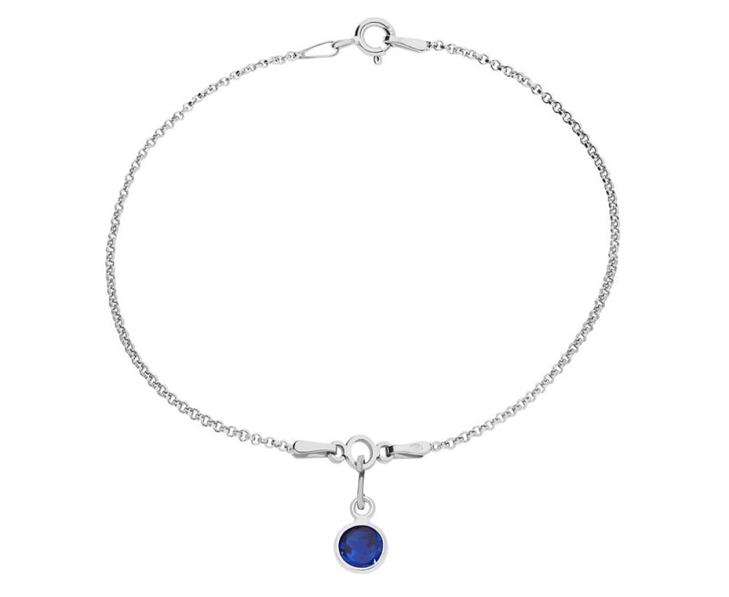 Srebrna bransoletka z niebieską cyrkonią