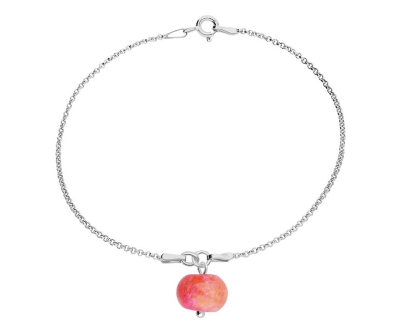 Srebrna bransoletka z naturalnym, różowo żółtym kamieniem rodochrozytem