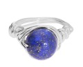 Srebrny pleciony pierścionek z niebieskim, naturalnym lapisem