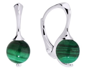 Srebrne kolczyki z naturalnym zielonym malachitem