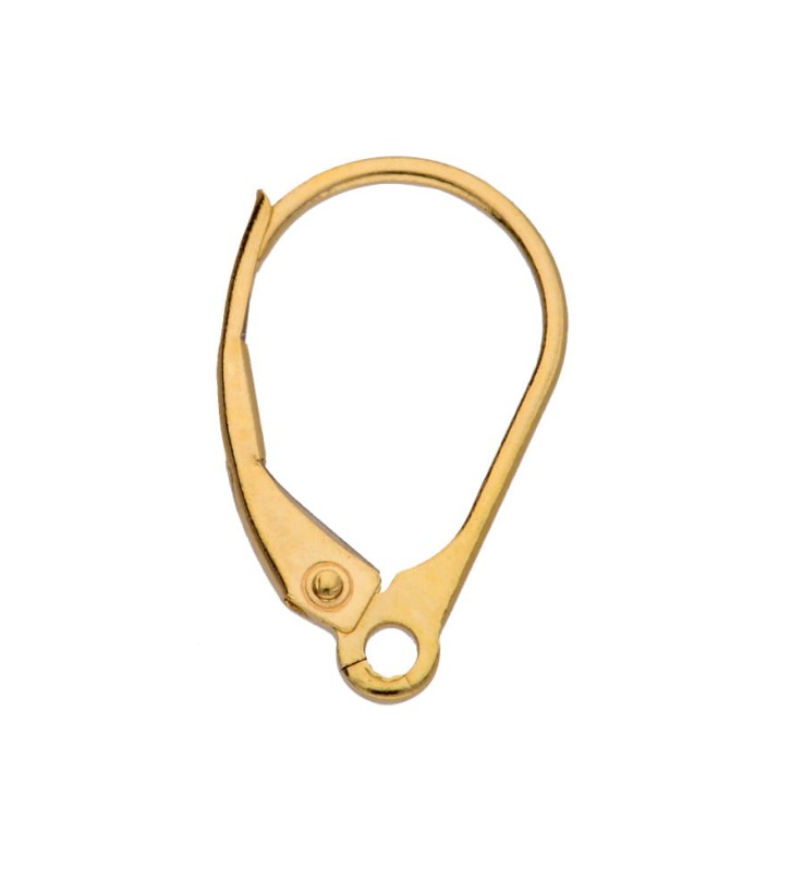 Złoty kolczyk angielski, bigiel leverback KG1, złoto próba 375