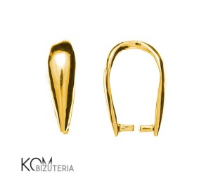 Pozłacana, srebrna krawatka, zawieszka zaciskowa 9x3 mm kw2
