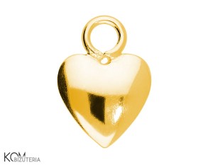 Pozłacana, srebrna zawieszka ozdobna charm serce, serduszko 10x7mm w135