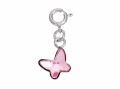 Zawieszka z zapięciem jasny różowy motyl, srebro 925, kryształ Swarovski®