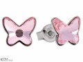 Kolczyki sztyfty różowe motyle, motylki, srebro 925, kryształy Swarovski®