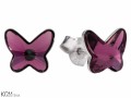 Kolczyki sztyfty fioletowe motyle, motylki, srebro 925, kryształy Swarovski®