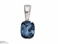 Wisiorek mały niebieski prostokąt kryształ, srebro 925, kryształ Swarovski®