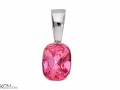 Wisiorek mały różowy prostokąt kryształ, srebro 925, kryształ Swarovski®