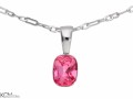 Wisiorek mały różowy prostokąt kryształ, srebro 925, kryształ Swarovski® z łąńcuszkiem