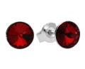 Ciemne czerwone kolczyki sztyfty oczka, srebro 925, kryształy Swarovski®