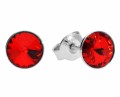 Czerwone kolczyki sztyfty oczka, srebro 925, kryształy Swarovski®