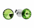 Jasne zielone kolczyki sztyfty oczka, srebro 925, kryształy Swarovski®