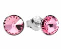 Jasne różowe kolczyki sztyfty oczka, srebro 925, kryształy Swarovski®