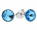 Jasne niebieskie kolczyki sztyfty oczka, srebro 925, kryształy Swarovski®