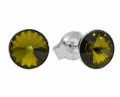 Oliwkowe kolczyki sztyfty oczka, srebro 925, kryształy Swarovski®