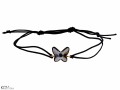 Czarna pleciona bransoletka motyl, kryształ Swarovski®, srebro 925