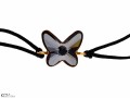Czarna pleciona bransoletka motyl, kryształ Swarovski®, srebro 925