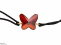 Czerwona pleciona bransoletka motyl, kryształ Swarovski®, srebro 925